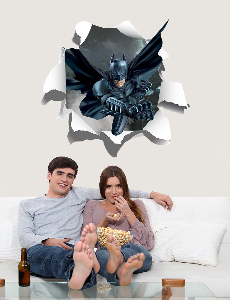 Batman Torn Paper 3D Effect Super Hero Wall Sticker Decal WC216
