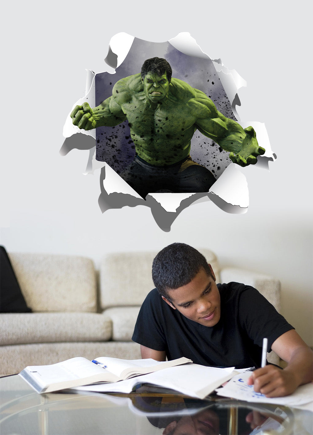Hulk Torn Paper 3D Effect Super Hero Wall Sticker Decal WC222
