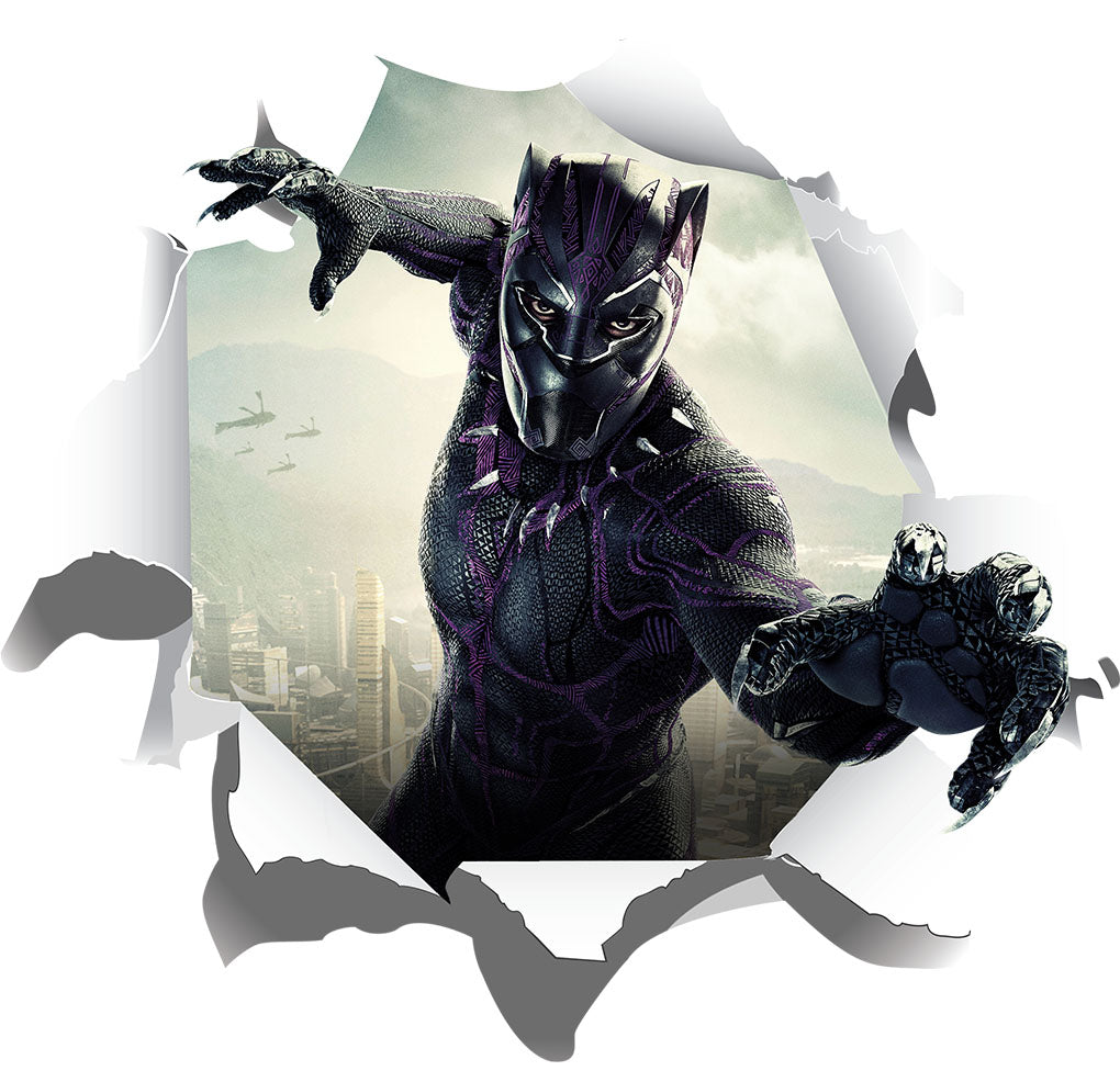 Black Panther Superhero 3D Torn Paper Style Wall Sticker Decal WC223