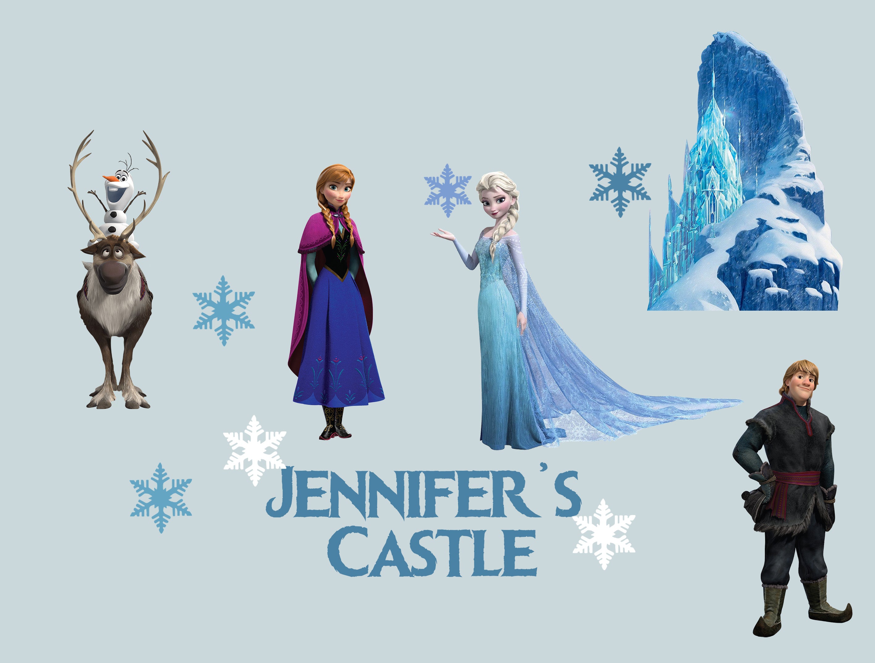 Frozen Set Custom Name Wall Sticker Décalque WC233