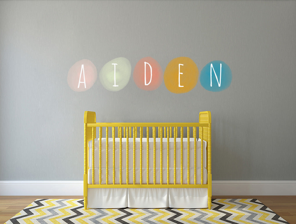 Kids Watercolor Dots Name Set Personalized Custom Name Wall Sticker Decal WC235