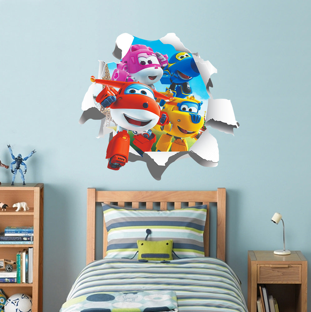 Super Wings 3D Torn Paper Effect Wall Sticker Decal WC246