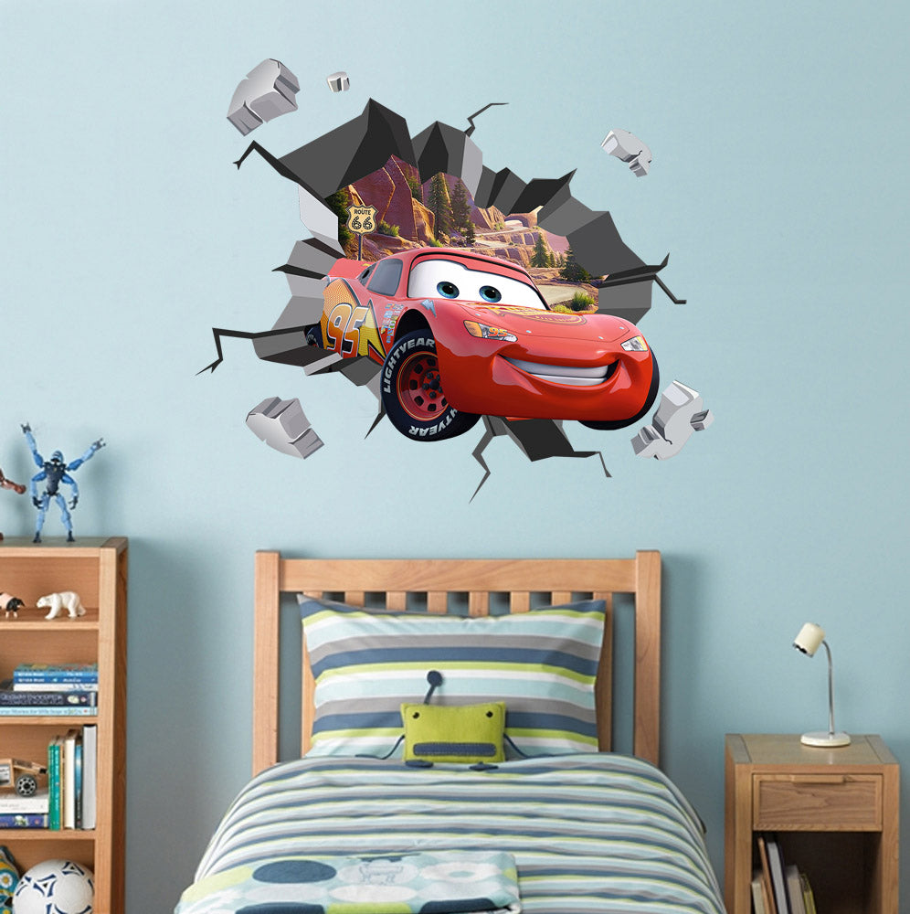 Lightning Mcqueen Cars Movie 3D Explosion Effect Wall Sticker Décalque WC248
