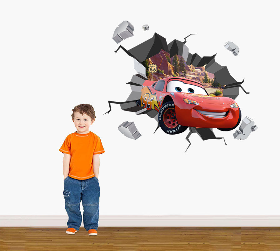 Lightning Mcqueen Cars Movie 3D Explosion Effect Wall Sticker Décalque WC248