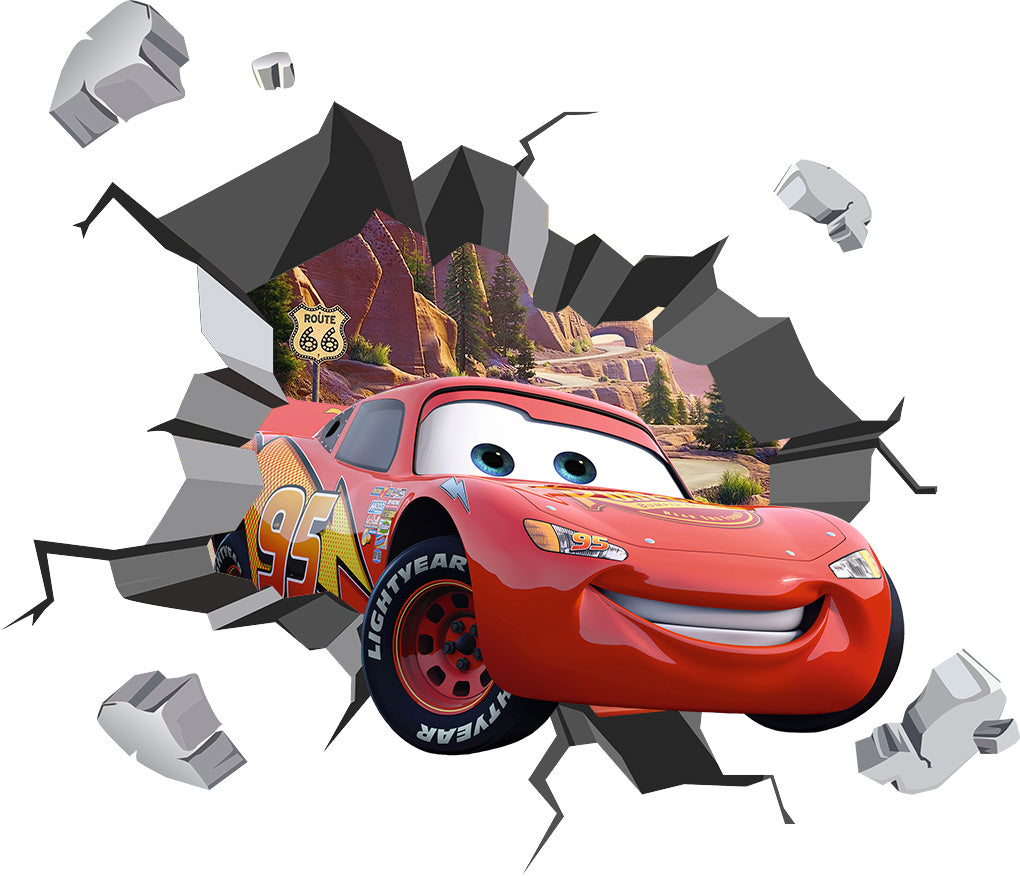 Lightning Mcqueen Cars Movie 3D Explosion Effect Wall Sticker Décalque WC248