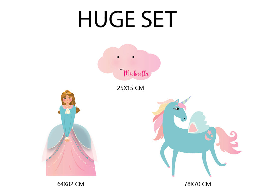 Kids Unicorn Princess Personnalisé Custom Name Wall Sticker Décalque WC252
