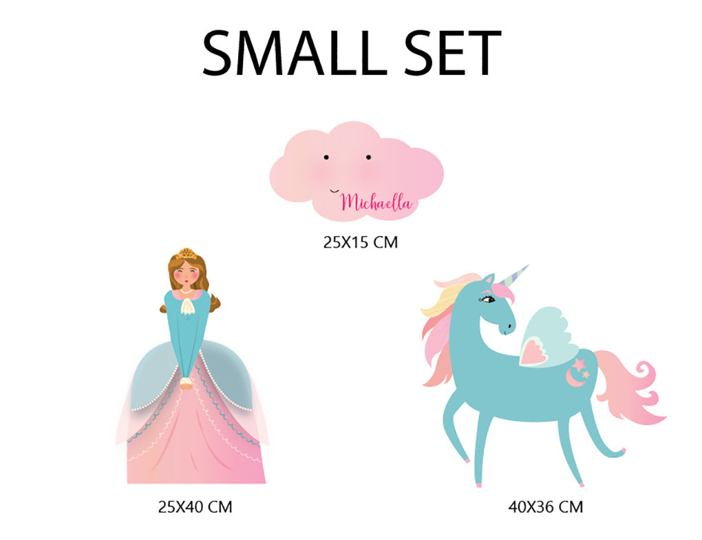 Kids Unicorn Princess Personnalisé Custom Name Wall Sticker Décalque WC252