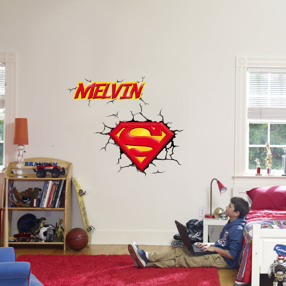 Super-Man personnalisé nom personnalisé autocollant mural autocollant WC306