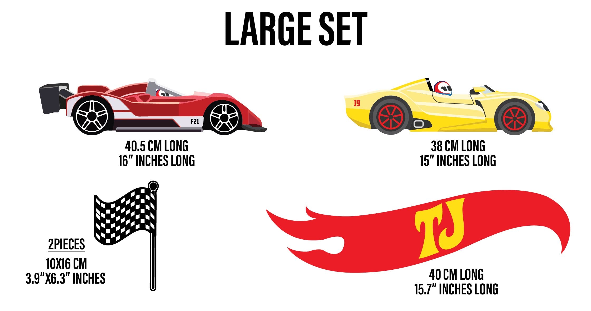 PERSONALIZED RACE CARS SET  Wall Sticker Decal WC309