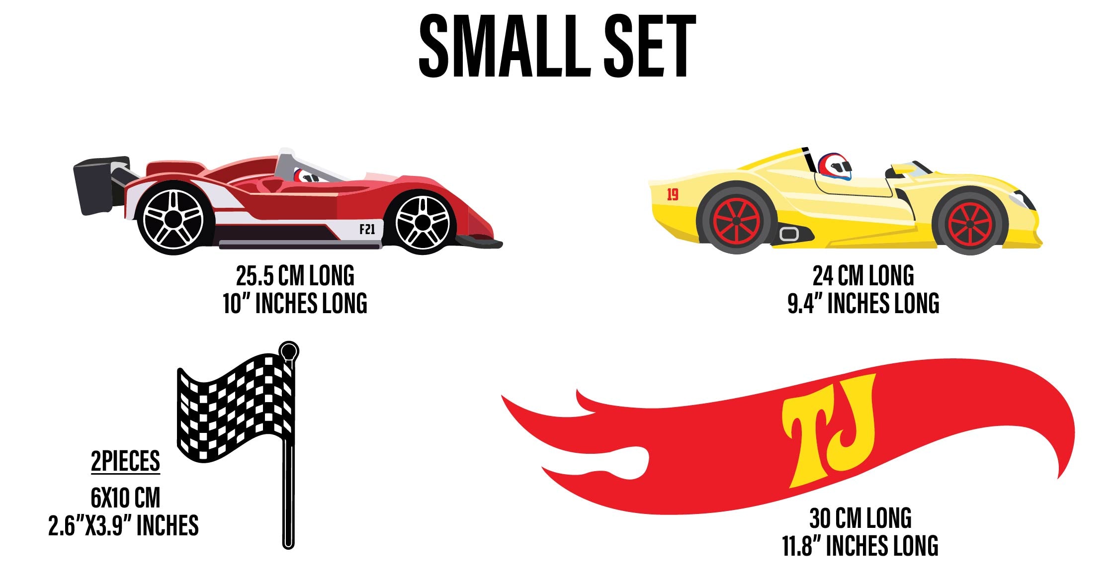 PERSONALIZED RACE CARS SET  Wall Sticker Decal WC309