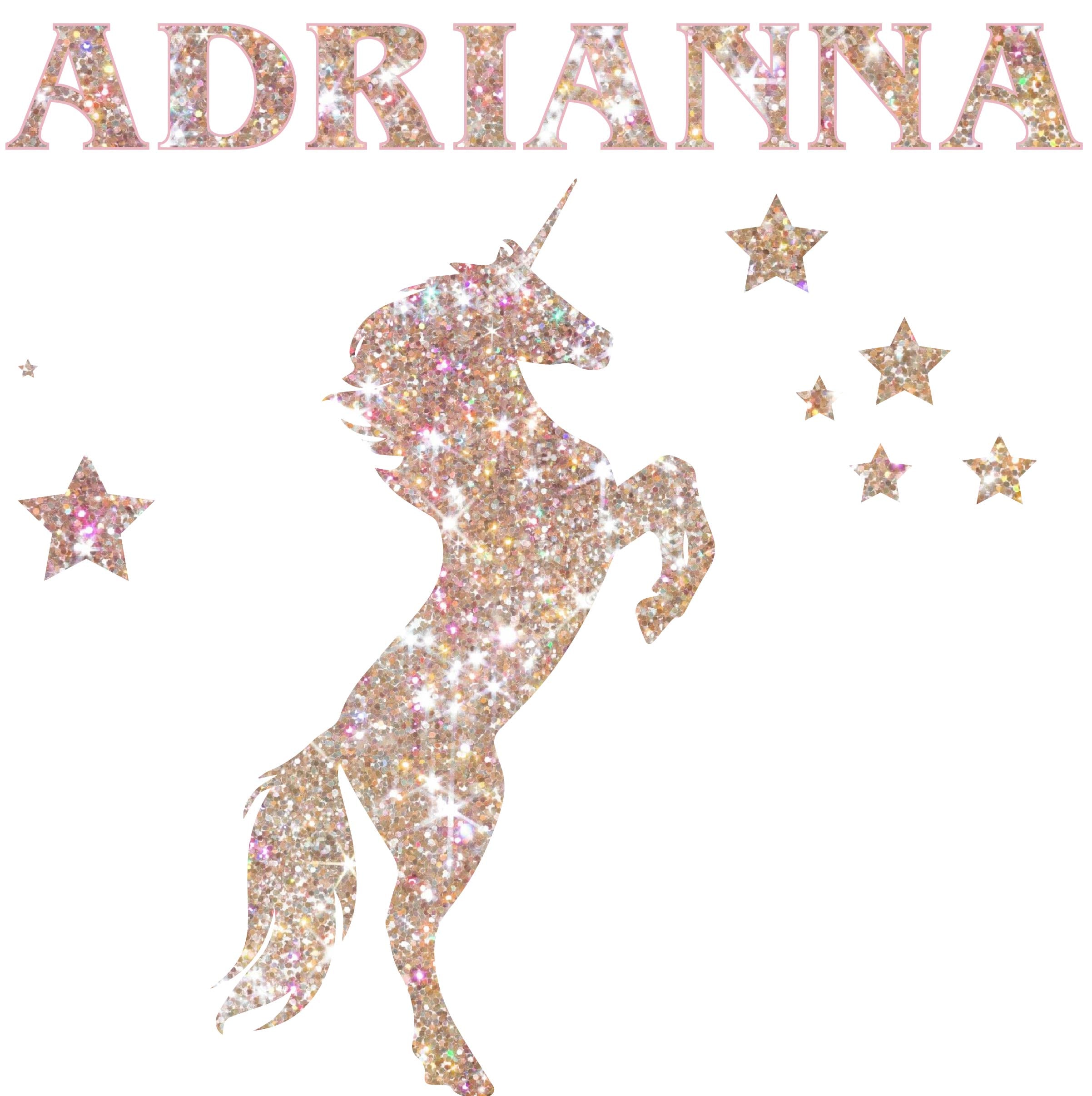 Unicorn Personalized Glitter Effect Custom Name Wall Sticker Decal WC330