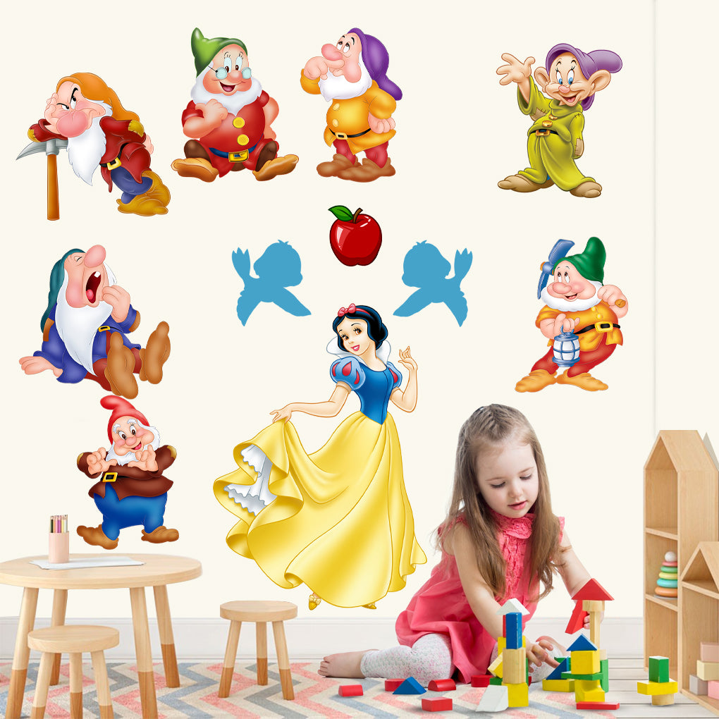 Snow White & The Seven Dwarfs Set Wall Sticker Decal WC333
