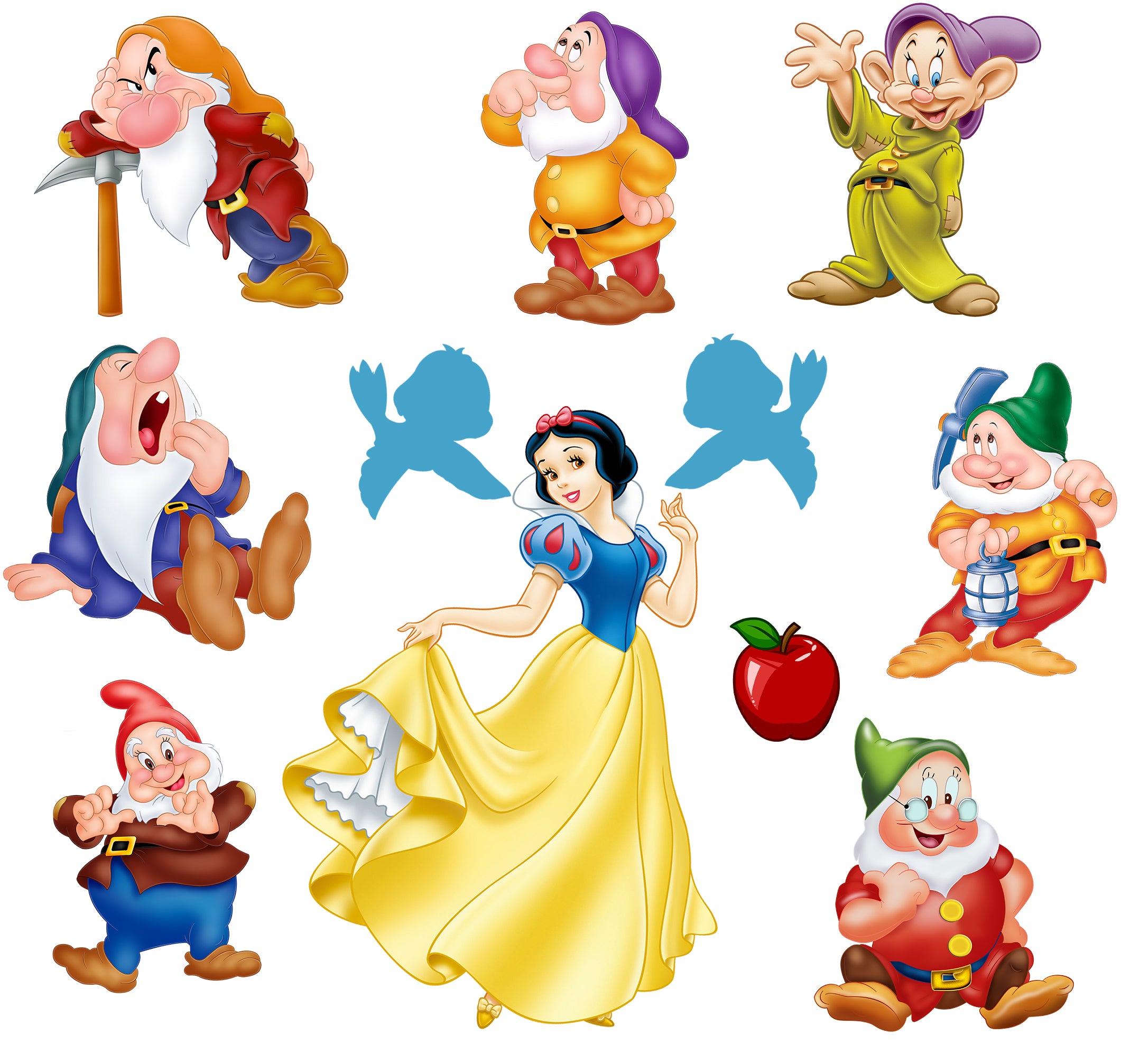 Snow White & The Seven Dwarfs Set Wall Sticker Decal WC333