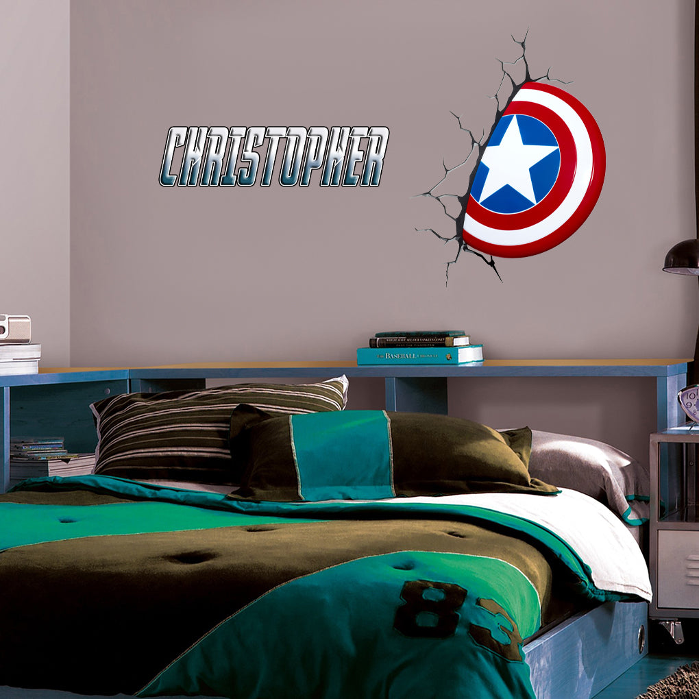 Captain America Shield Personnalisé Custom Name Wall Sticker Décalque WC334