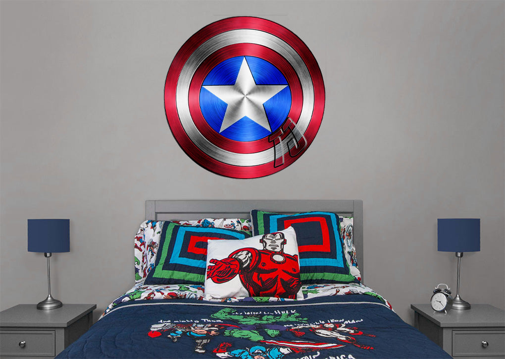 Captain America Shield Personnalisé Custom Name Wall Sticker Décalque WC335
