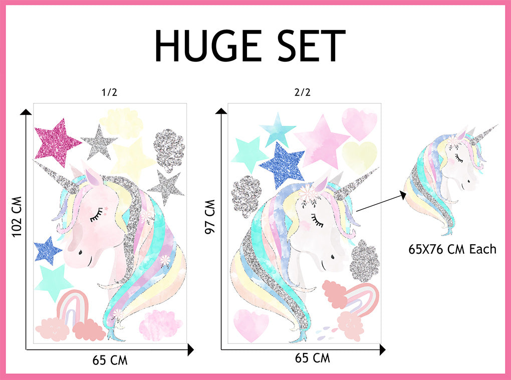 UNICORN RAINBOW Super-Set Wall Sticker Decal WC350