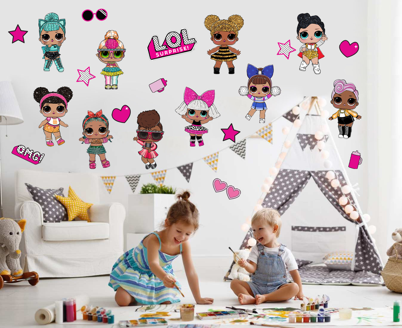 LOL SURPRISE Dolls Set Wall Sticker Decal WC358