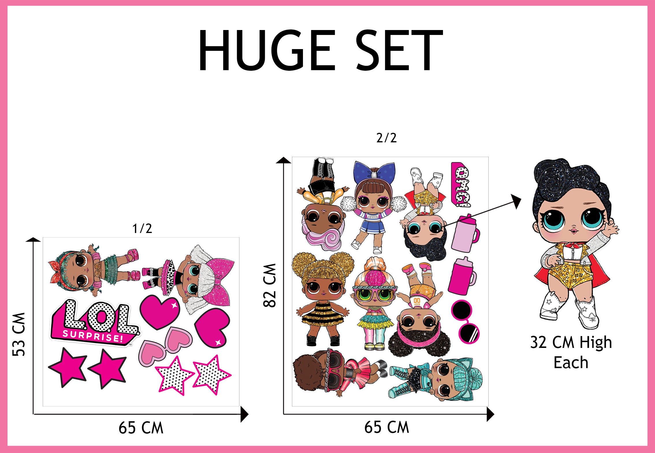 LOL SURPRISE Dolls Set Wall Sticker Decal WC358