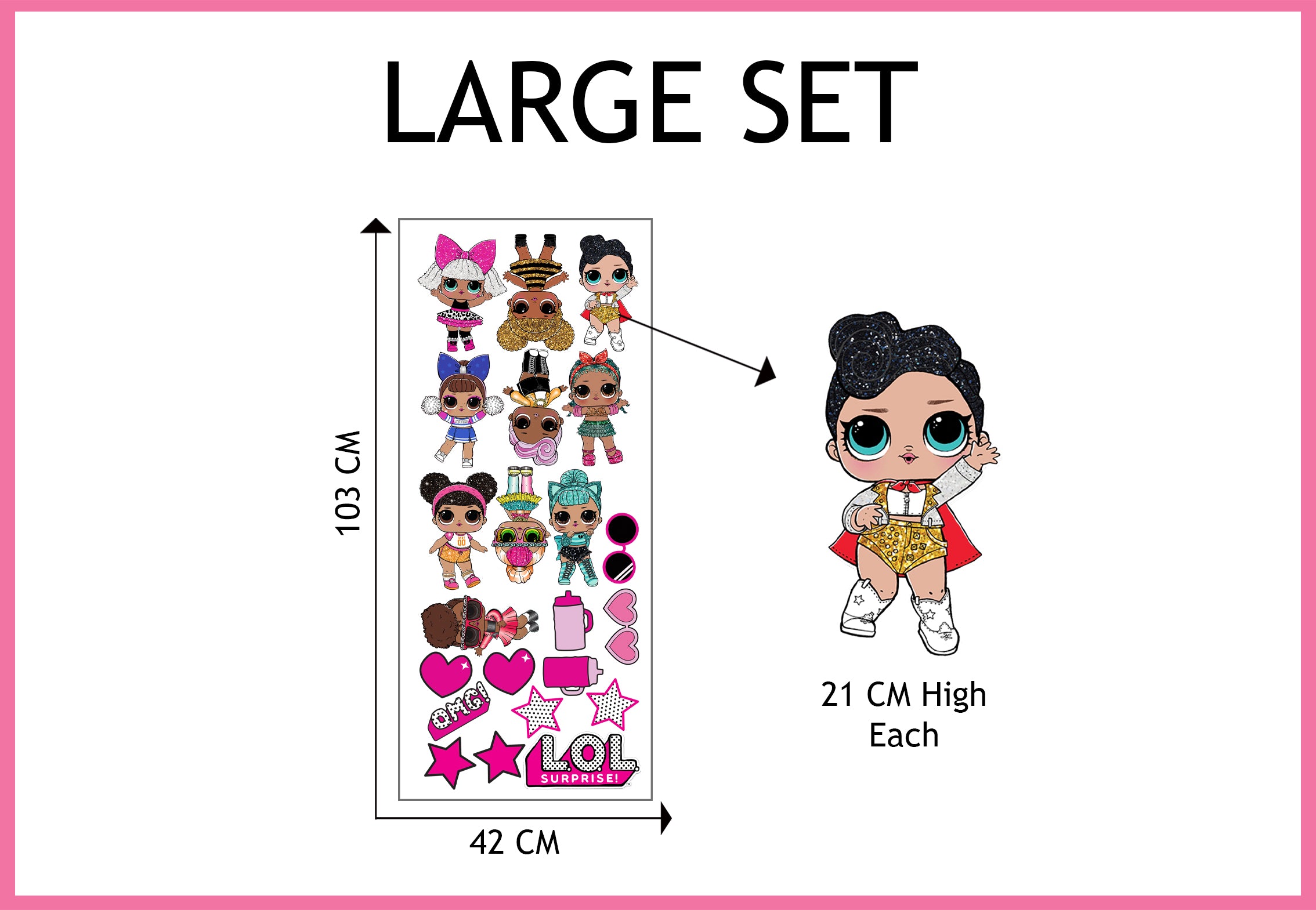 LOL SURPRISE Dolls Set Wall Sticker Decal WC358
