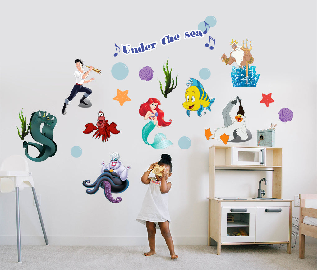 The Little Mermaid Set Disney Princess Characters Wall Sticker Decal WC361