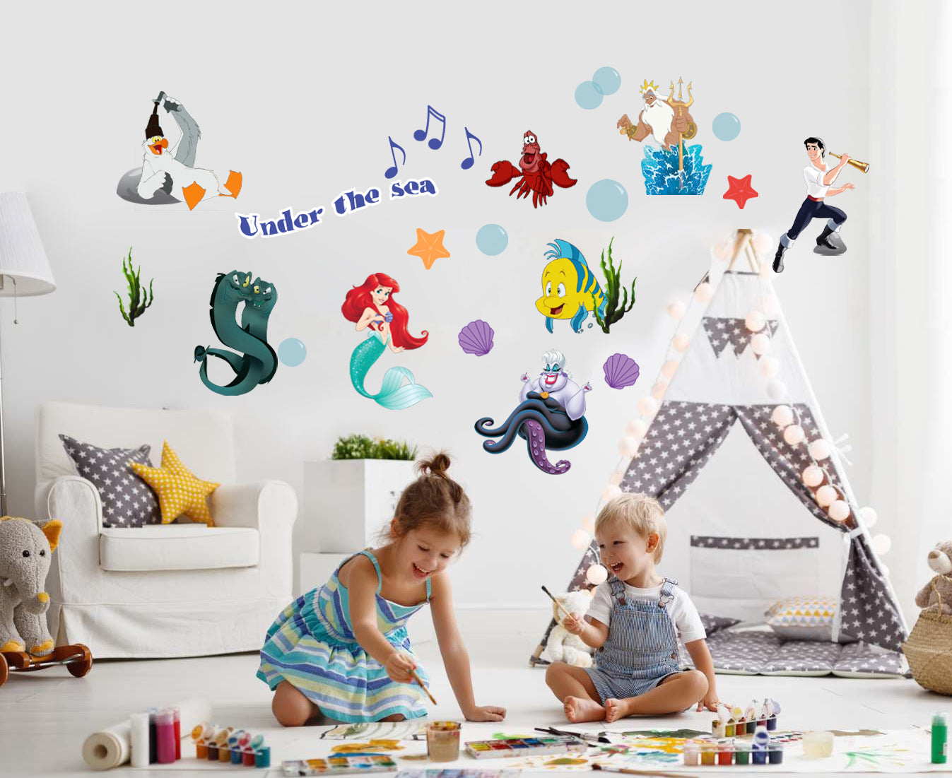 The Little Mermaid Set Disney Princess Characters Wall Sticker Decal WC361