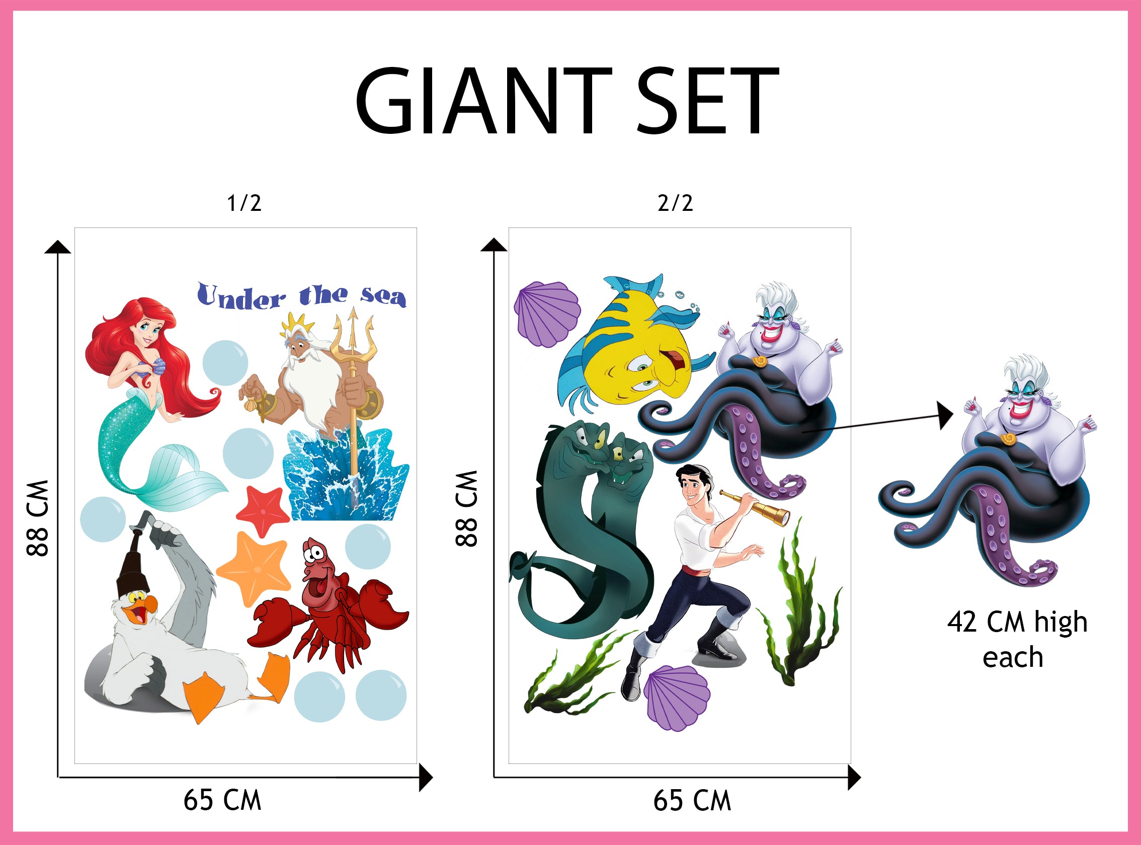 The Little Mermaid Set Disney Princess Characters Wall Sticker Decal WC361
