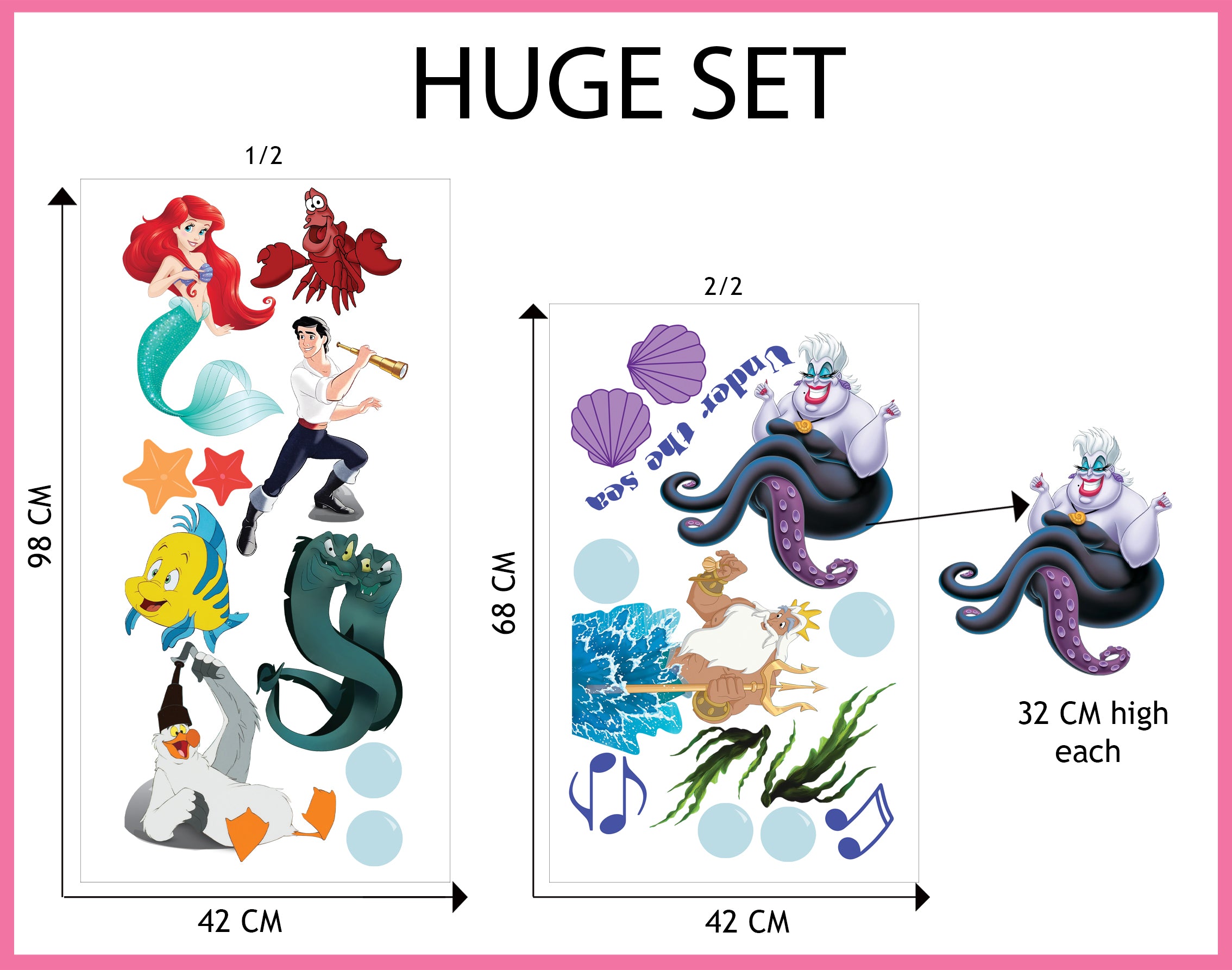 The Little Mermaid Set Disney Princess Characters Wall Sticker Decal WC361