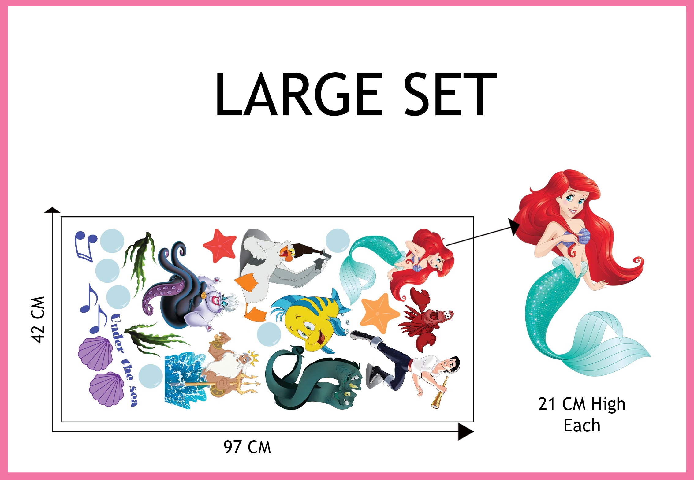 The Little Mermaid Set Disney Princess Characters Wall Sticker Decal WC361