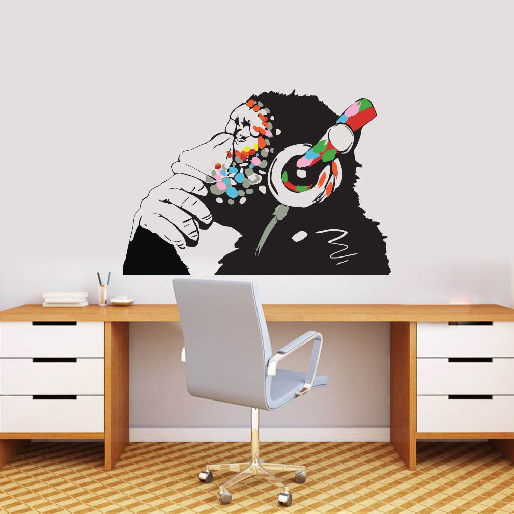 Banksy pensée singe Graffiti Street Art Wall Sticker Decal WC365