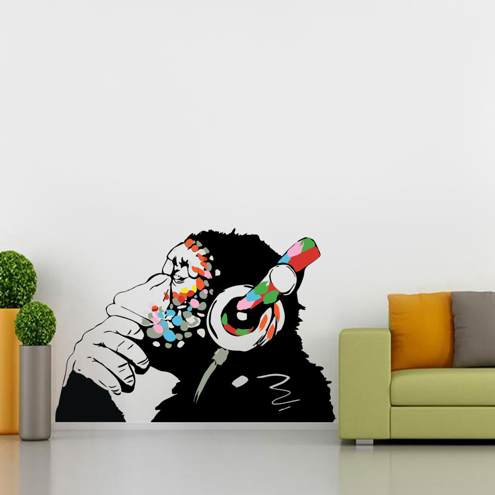 Banksy pensée singe Graffiti Street Art Wall Sticker Decal WC365
