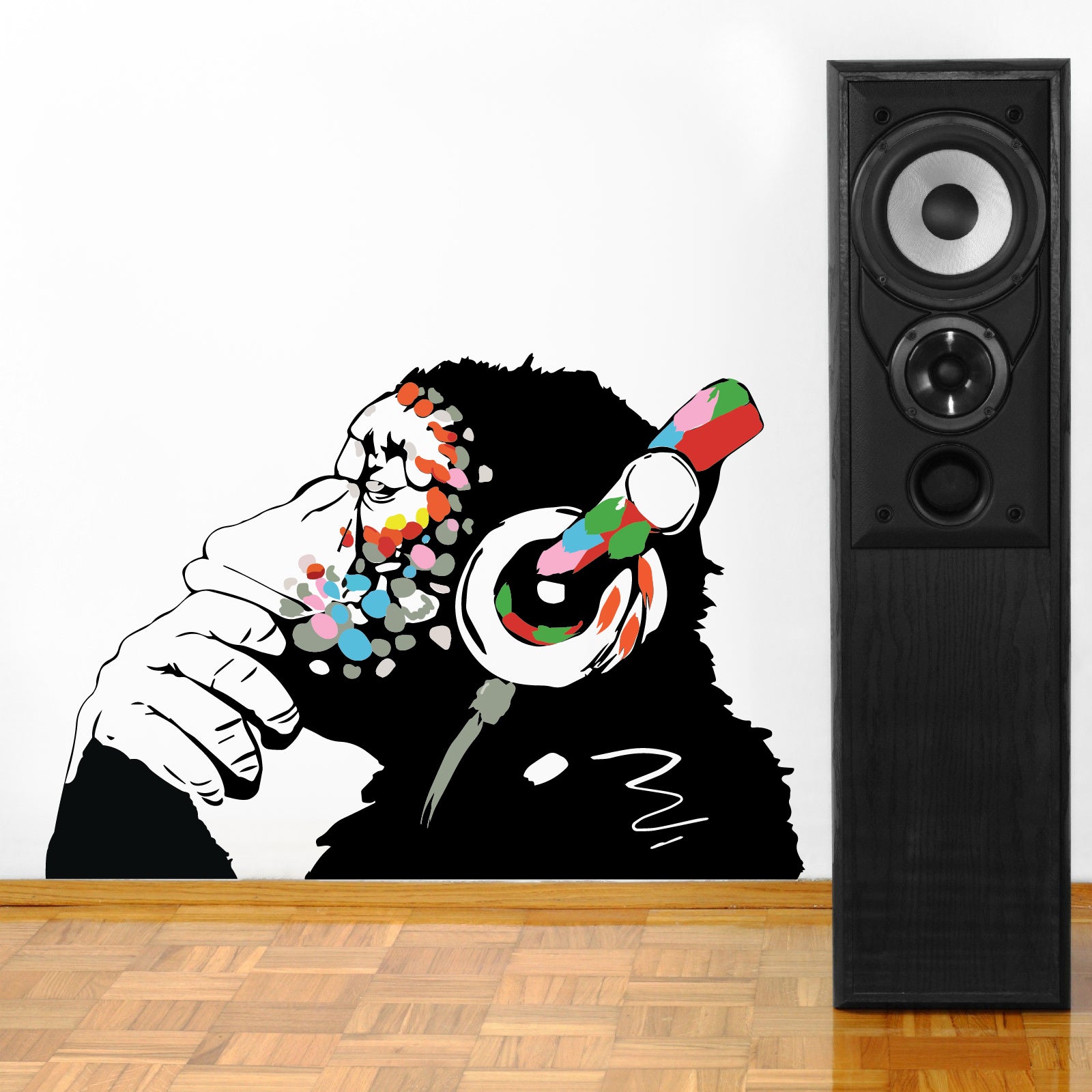 Banksy pensée singe Graffiti Street Art Wall Sticker Decal WC365