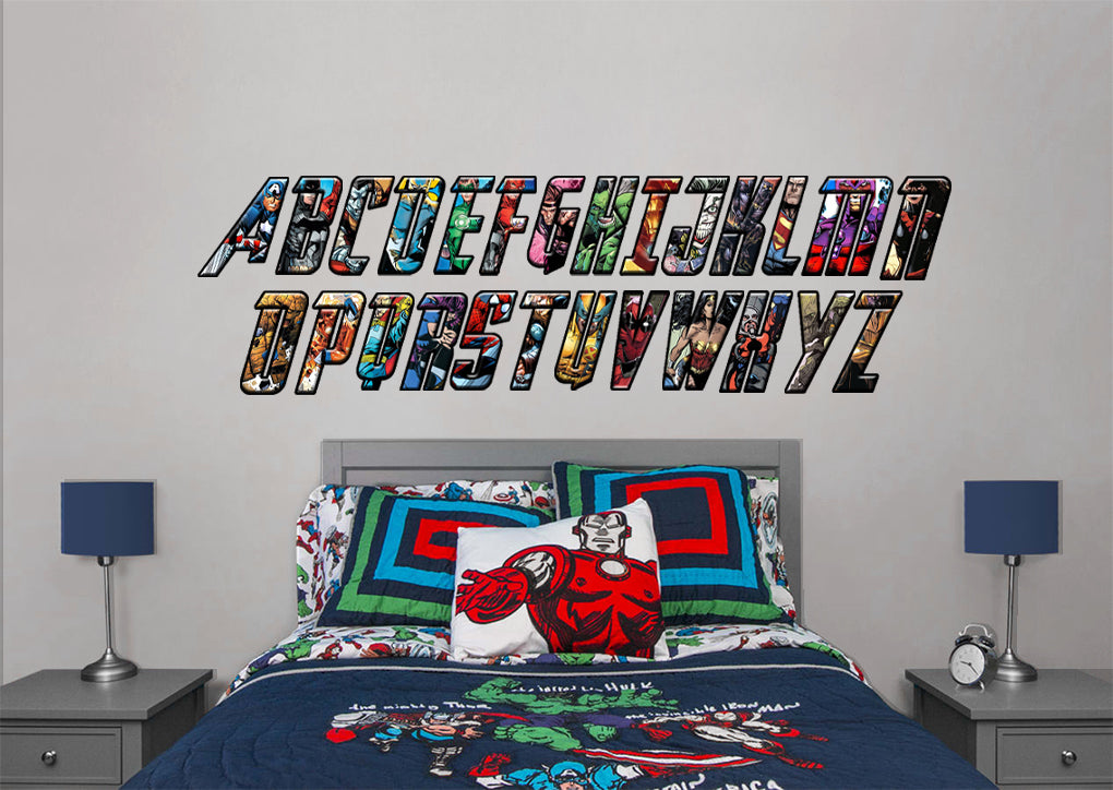 Super Hero Alphabet Letters Wall Stickers Decals WC368
