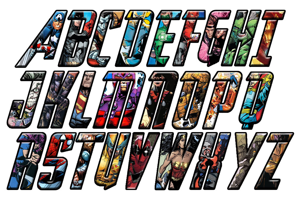 Super Hero Alphabet Letters Wall Stickers Decals WC368