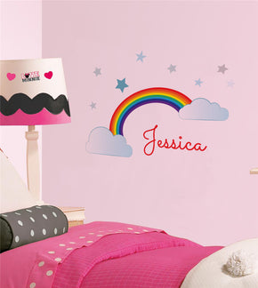 Rainbow & Stars Personalized Custom Name Wall Sticker Decal WC70
