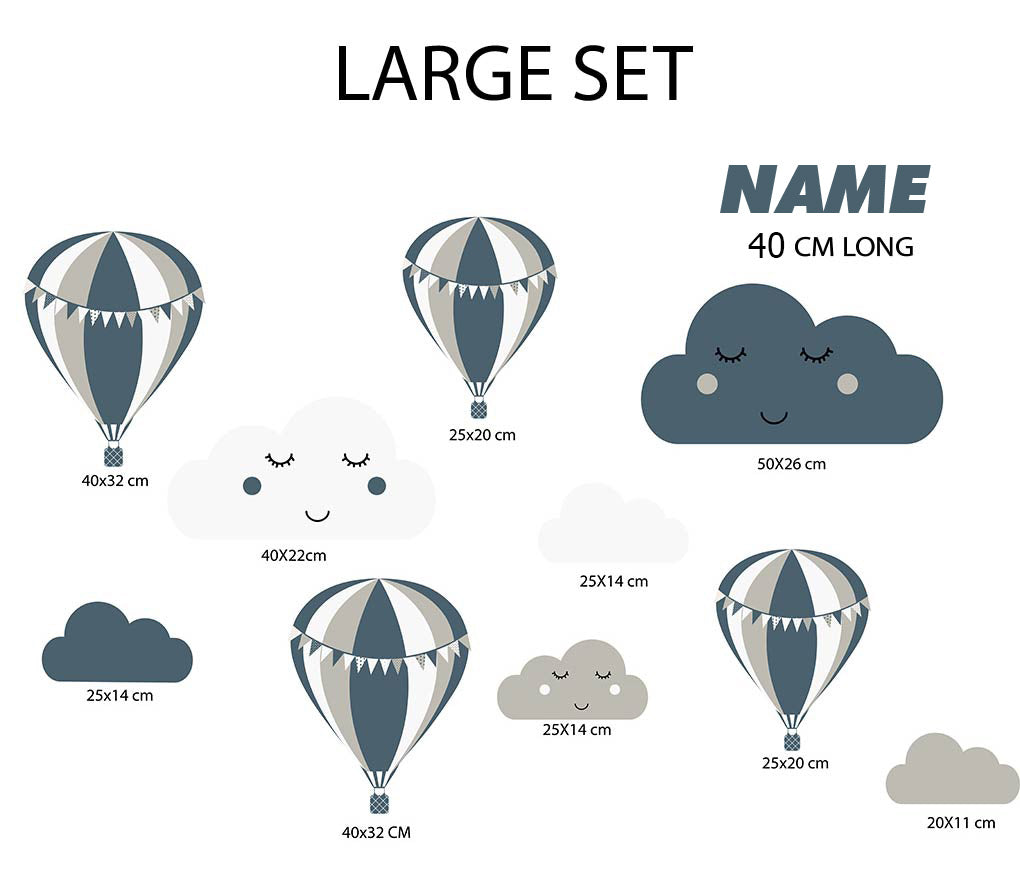 BALLOON Set Personalized Custom Name Wall Sticker Decal WC73