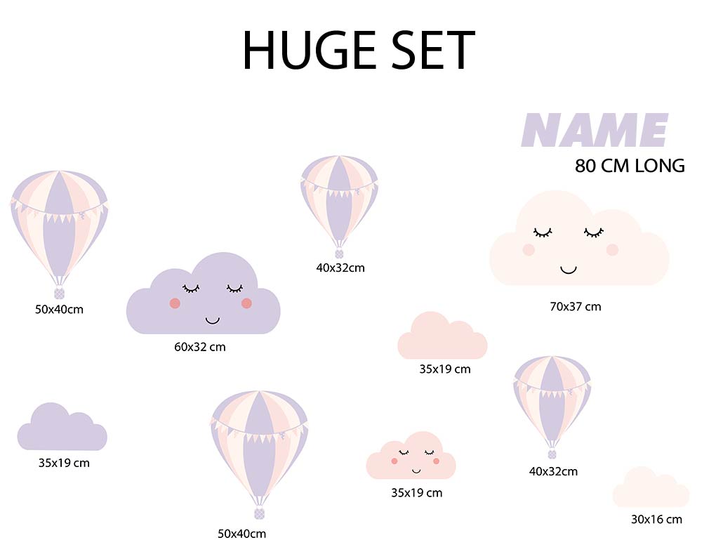 BALLOON Set Personalized Custom Name Wall Sticker Decal WC73