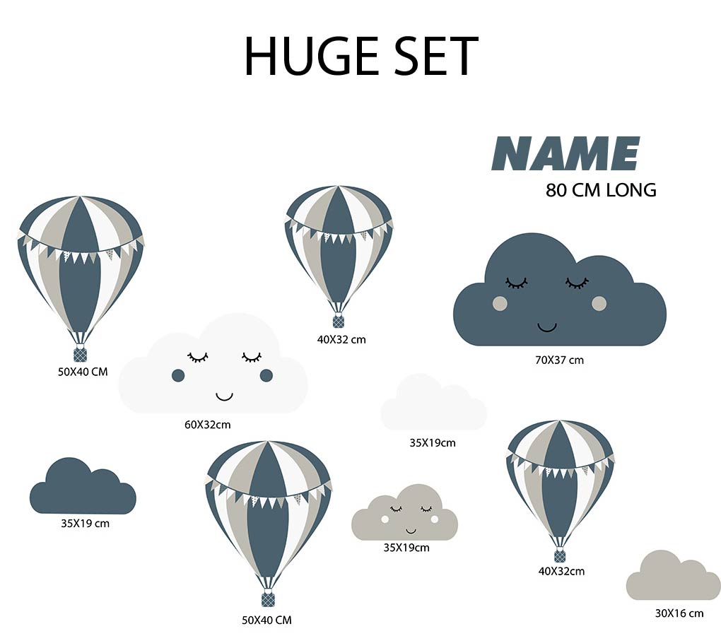 BALLOON Set Personalized Custom Name Wall Sticker Decal WC73