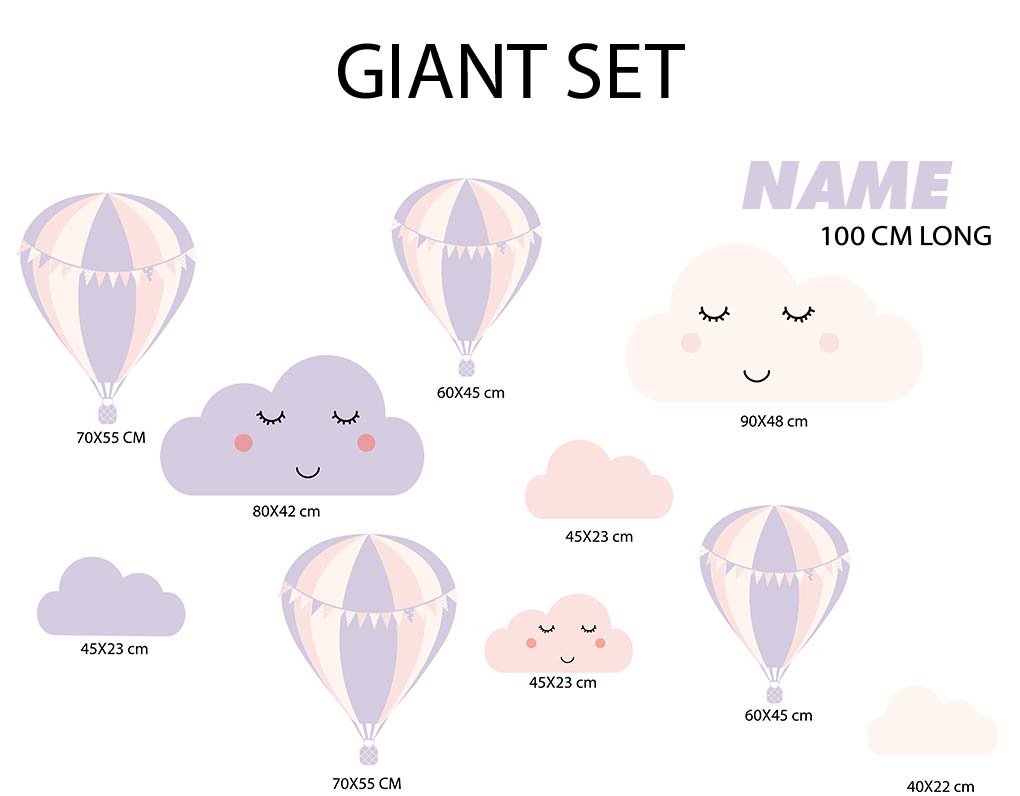 BALLOON Set Personalized Custom Name Wall Sticker Decal WC73