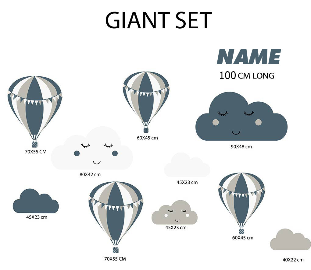BALLOON Set Personalized Custom Name Wall Sticker Decal WC73