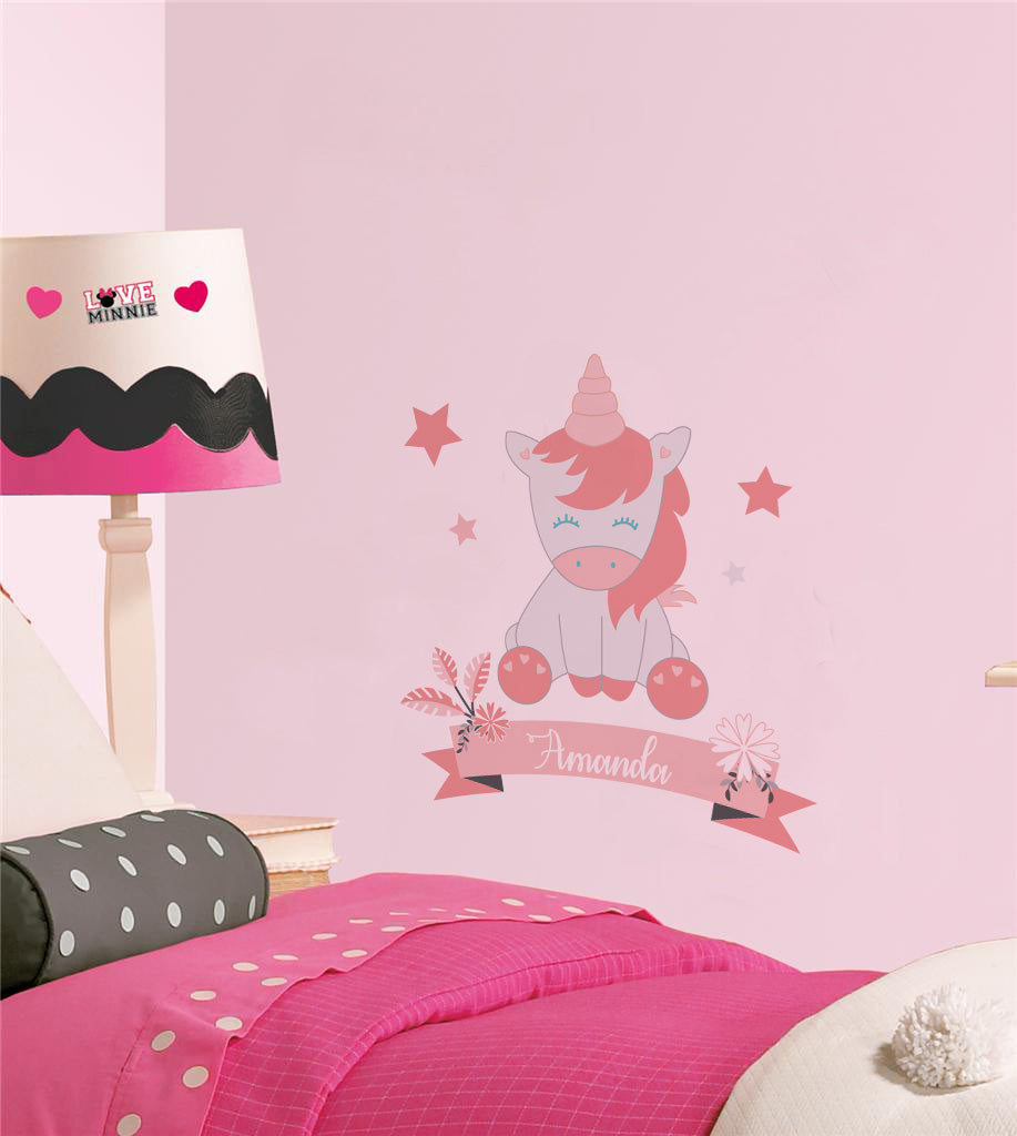 Kids Unicorn Personalized Custom Name Wall Sticker Decal WC85