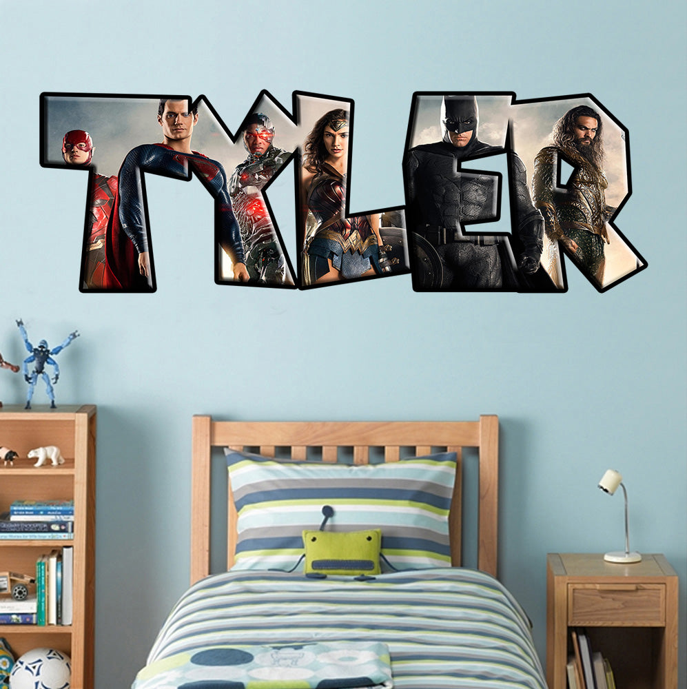 Super Hero Personalized Custom Name Wall Sticker Decal WP01