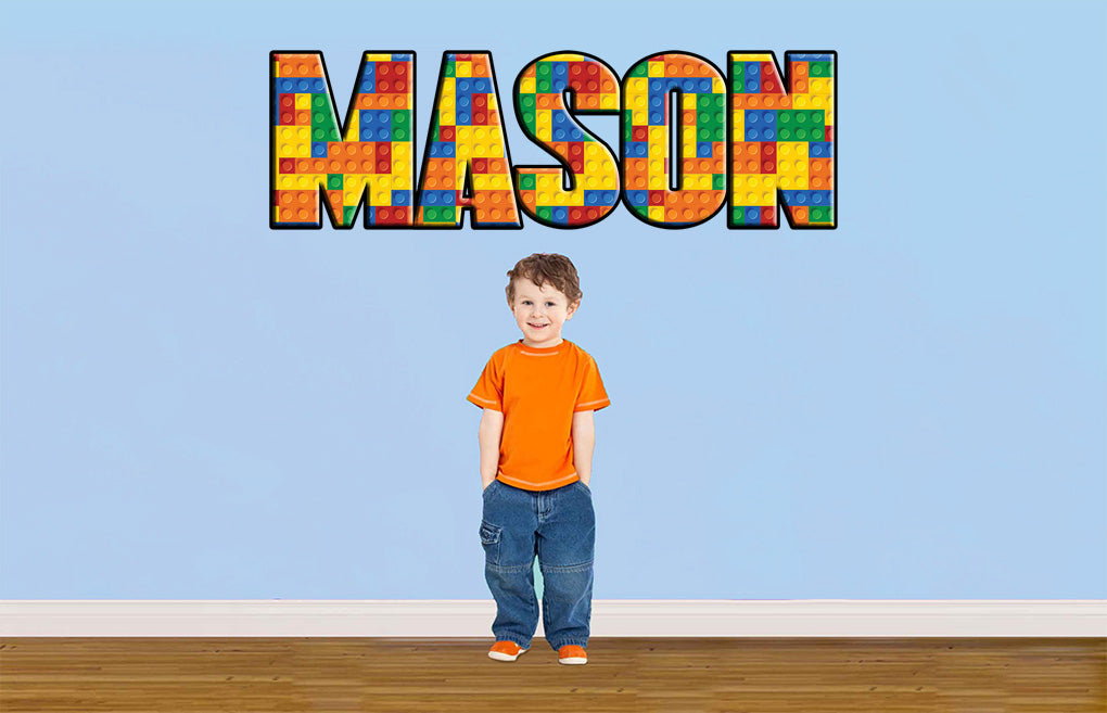 Lego Bricks Style Personalized Custom Name Wall Sticker Decal 010