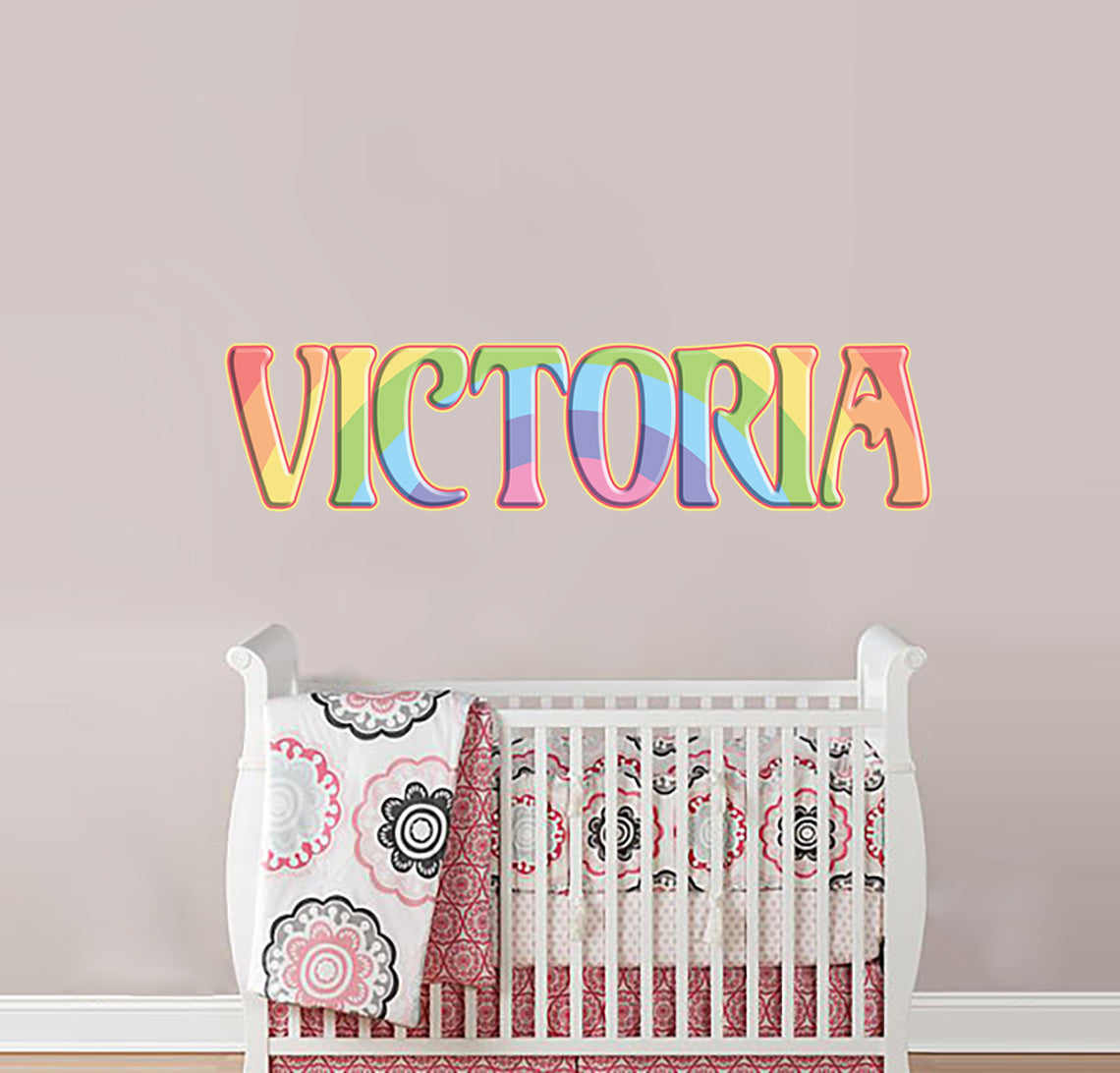 Kids Colorful Personalized Custom Name Wall Sticker Decal WP09