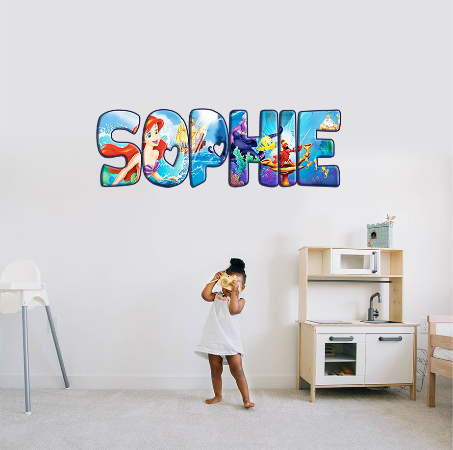 Ariel The Little Mermaid Personalized Custom Name Wall Sticker Decal WP103