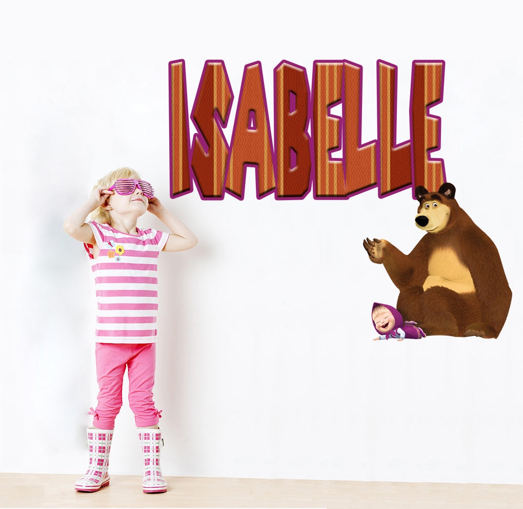 Masha And The Bear Personnalisé Custom Name Wall Sticker Decal WP106 Masha And The Bear Custom Name Wall Sticker Decal WP106 Masha And The Bear Custom Name Wall Sticker Decal WP106 Masha And The