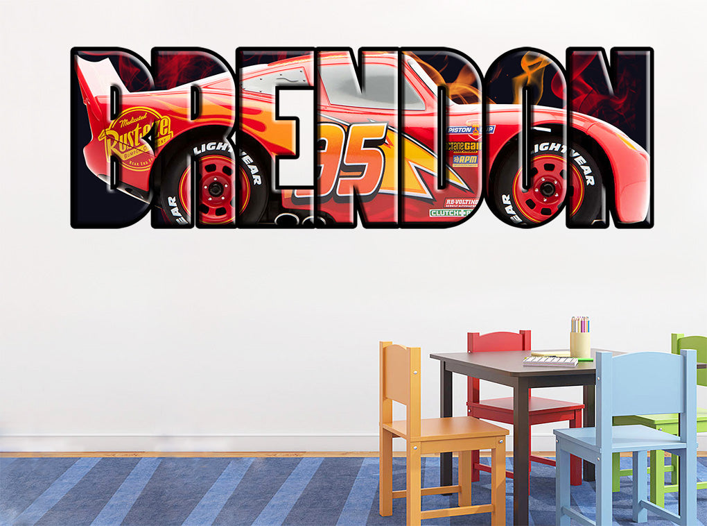 Lightning Mcqueen Personalized Custom Name Wall Sticker Decal WP10