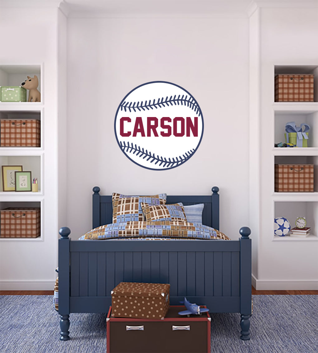 Kids Baseball Personalized Custom Name Wall Sticker Decal WP120