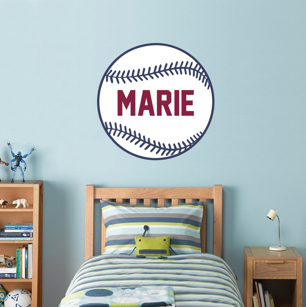 Kids Baseball Personalized Custom Name Wall Sticker Decal WP120