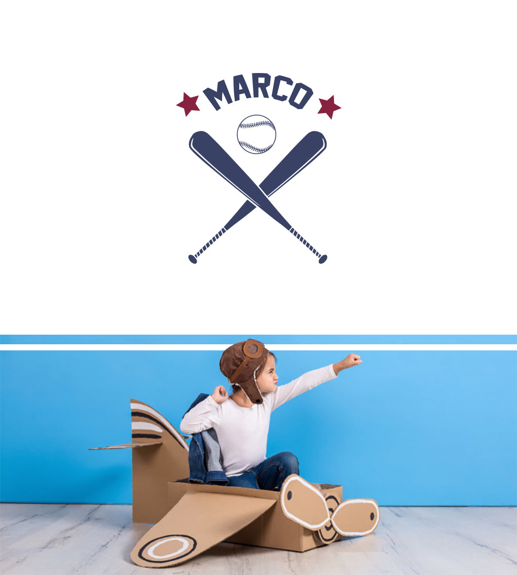 Kids Baseball Personalized Custom Name Wall Sticker Decal WP123