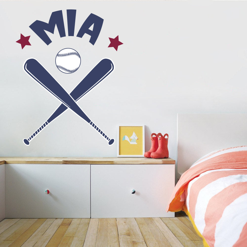 Kids Baseball Personalized Custom Name Wall Sticker Decal WP123